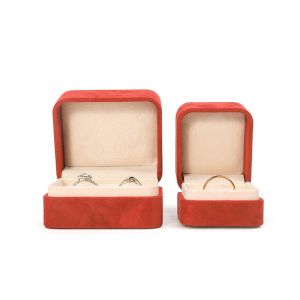 Square red Velvet Jewelry ring Box customizable Jewellery Box packaging