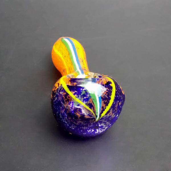 Hand Made Glass Spoon Pipes , 3.5" Radiant Glass Bubbler Pipe Recycled