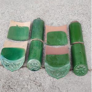 Quality Chinese Green Glazed Terracotta Roof Tiles for Garden Pavilion and Antique Buildings for sale