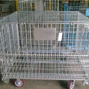 Quality Steel Folding Stackable Pallet Cages , Wire Container Storage Cages for sale