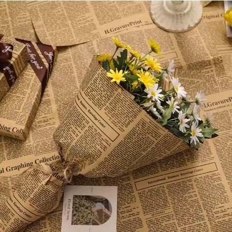 Waterproof Flower Bouquet Wrapping Paper Kraft Paper Newspaper Design Many