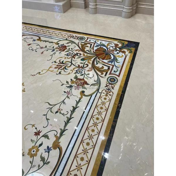 Customized Cut-To-Size Water Jet Marble Inlay Medallion for Modern Villa and Hotel