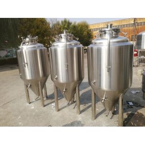 Heat / Cold Insulation Ss Brewing Fermenter , Cylindrical Fermenter With Jacket