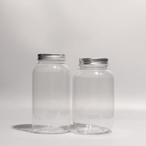 Round Clear PET Bottle with Screw On Aluminum Lid