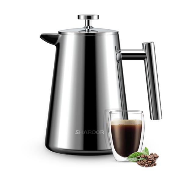 1000ML Automatic French Press Coffee Maker Travel Stainless Steel Double Wall