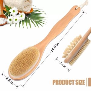 Bathroom Body Brushes Long Handle Bath Natural Bristles Brushes