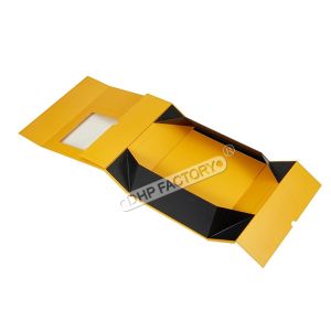 Custom Foldable Magnetic Gift Box With PVC Window Space Saving Elegant Packaging