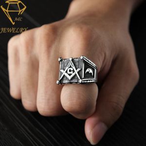Stainless Steel Antique Men'S Masonic Ring