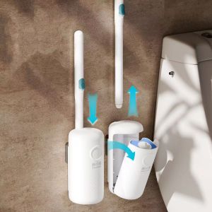 Quality Disposable Toilet Brush Set with Replaceable Heads White for sale