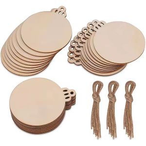Natural Wood Slices, DIY Wooden Christmas Ornaments Unfinished Predrilled Wood