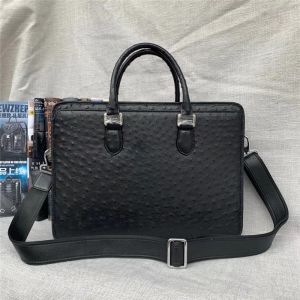 Authentic Real True Ostrich Skin Businessmen Large Laptop Briefcase Shoulder Bag