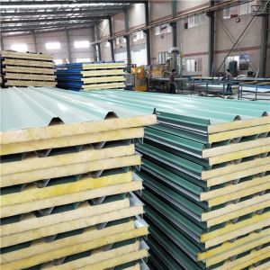 50mm pre-painted rock wool sandwich panel with fireproof for clear room