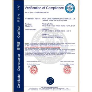 Wuxi OLIVET Machinery Equipment Co.,LTD Certifications