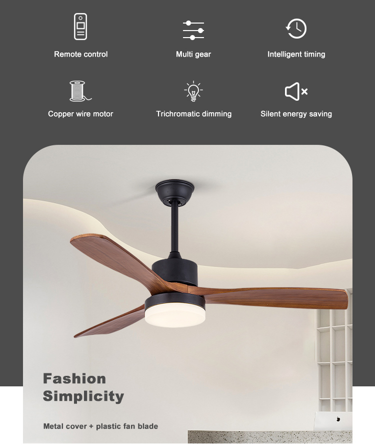 Wholesale factory Nordic Decor Forward Reverse 3 Blades Ceiling Fan Light With