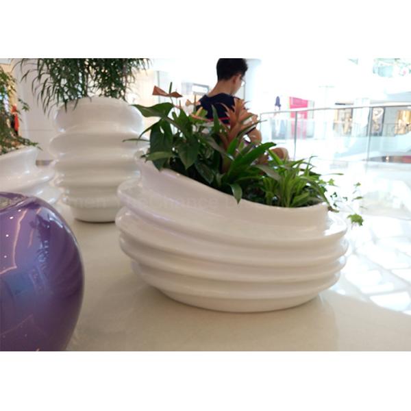 Glossy White Fiberglass Flower Pot New Design Top Grade Fiberglass Material