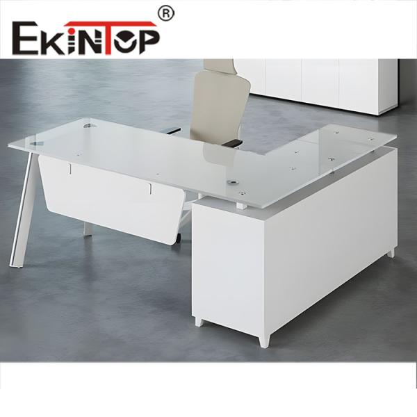 Buy White Customized Toughened Glass Desk Tempered Glass Computer Desk at wholesale prices