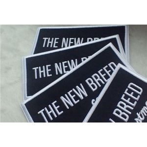 Washable Black Polyester Custom Clothing Patches / Adhesive Embroidered Patches