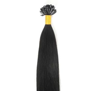 Black Color Keratin Nail U Tip Hair Extensions Double Drawn 18" To 24"
