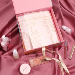 Custom Logo Cosmetic Makeup Rigid Paper Box with Ribbon and Luxury Packaging