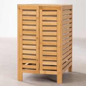 ODM Portable Bamboo Laundry Hamper Basket With Lid Shelf