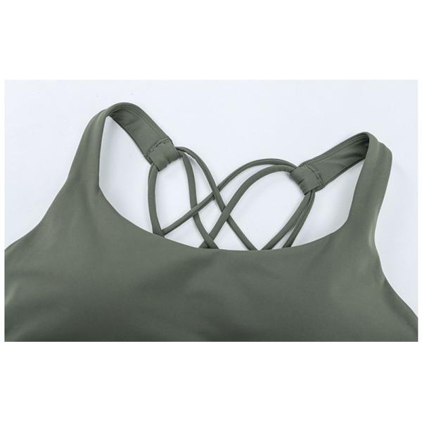 Longline Womens Padded Womens Sports Bra Widened Hem Shockproof Cross Back