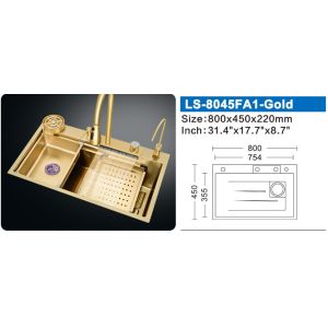 Undermount Double Stainless Steel SUS304 Sink Rose Golden Digital Display