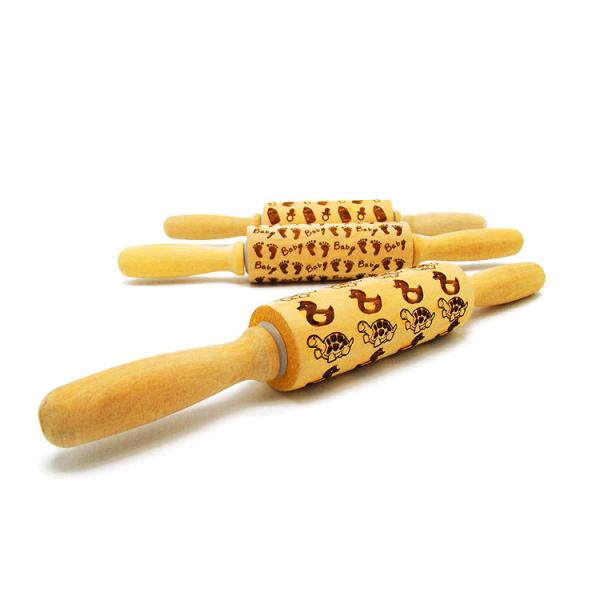 Halloween Design Embossed Bamboo Wood Rolling Pin embossing rolling pin