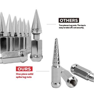Twisted Spike Wheel Lug Nuts , Conical Seat Lug Nuts With 1 Socket Key
