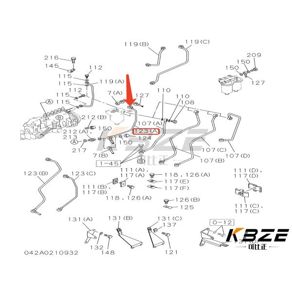KBZE BRAND 6BG1 FUEL FILTER LEAK OFF PIPE 1-15415846-0 1154158460 FOR EX200-3 EX210 EX225