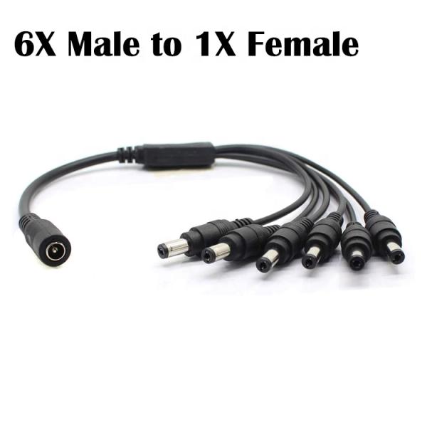 1 to 6 ways 1 Female to 6 Male 5.5x2.1 mm DC Power Supply Splitter Cable for CCTV Camera LED Strip