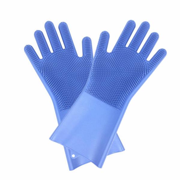 Buy Food Grade Heat Resistant Soft Silicone Dish washing Gloves Silicone Gloves with Cleaning Brush at wholesale prices