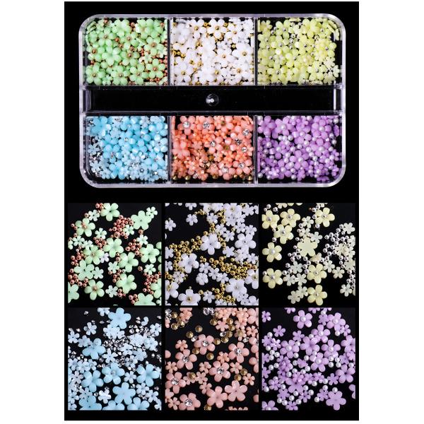 3D Resin Candy Color Nail Decoration Flower With Rhinestone for Nail Salon and Plastic