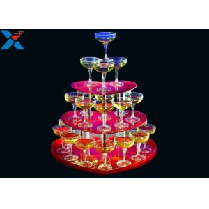 Party Acrylic Wine Rack , 3 Layers Acrylic Champagne Tower For Wedding