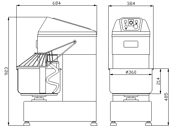 2 Speed Double Motion Spiral Dough Mixer HS20
