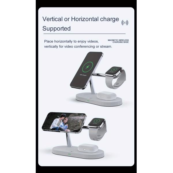 4 In 1 Wireless Charging Station With 2W Night Light And Multiple Safety Protection