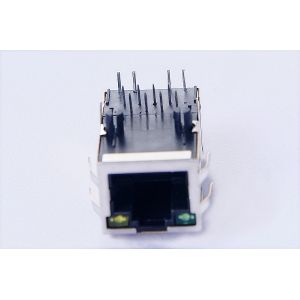 PoE Single Port Magnetic RJ45 Jack , 1000BaseT Y/G Tab Up RJ45 Magjack 0826-1D1T