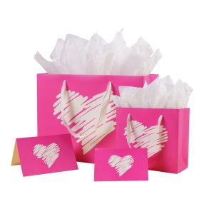 Custom Order Luxury Pink Heart Gift Jewelry Shopping Paper Bag for Valentine's