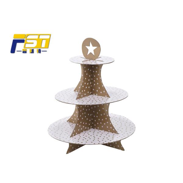 100% Recyclable 2 Tier Cardboard Cupcake Stand 4C Full Color Glossy / Matt Film Lamination