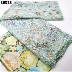 Lace European Fashion Gold Sequins French Embroidery Wedding Dress African