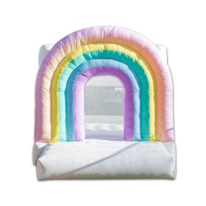 PVC tarpaulin outdoor party rental Inflatable Rainbow bouncer with slide kids
