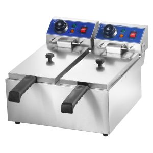 Restaurant Double Tank Electric Fryer Auto Temperature Control Energy Efficient 6L+6L