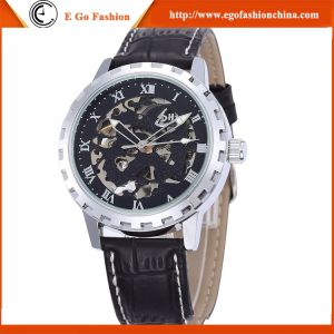 SH06 SHENHUA Luxury Leather Automatic Mechanical Skeleton Men Sport Wrist Watch