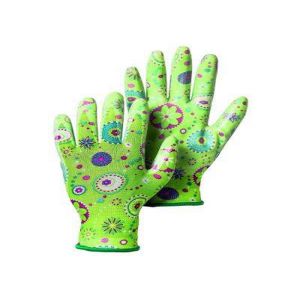 Polyester Garden Work Gloves , Paint Printing Polyurethane Coated Gloves