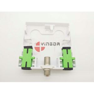 2 Port Socket Panel for SC Fiber Adapter Fiber Optic Terminal Box White ABS FTTH