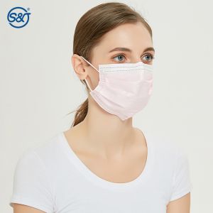 S&J Disposable Protective "Secure+" Surgical Face Mask Light Pink ASTM LEVEL3
