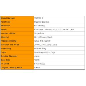VBT20Z-1 Steering Column Bearing 44mm × 12mm Automatic Direction