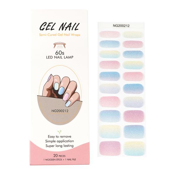 Hot Sell Non-Toxic Semi cured Gel nail strips Wholesale gel nail stickers