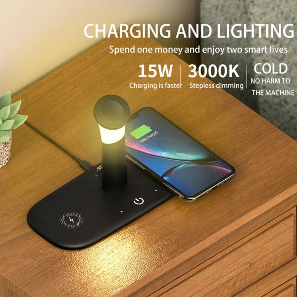 5W 7.5W 10W 15W 5 In 1 Wireless Charging Station With Night Light