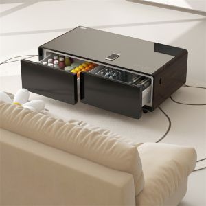 Smart Coffee Table with Built-in Refrigerated Drawer and Music Player Compressor