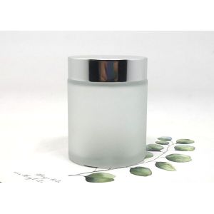 Oem Glass Makeup Containers Glass Face Cream Jars 50g Frosted With White Lids